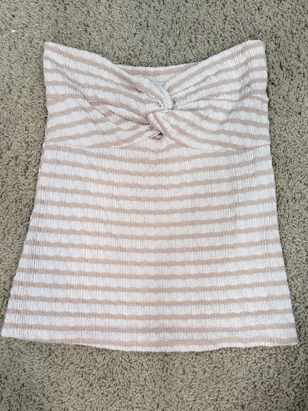 HYFVE Cream & Light Pink Striped Twist-Front Tube Top